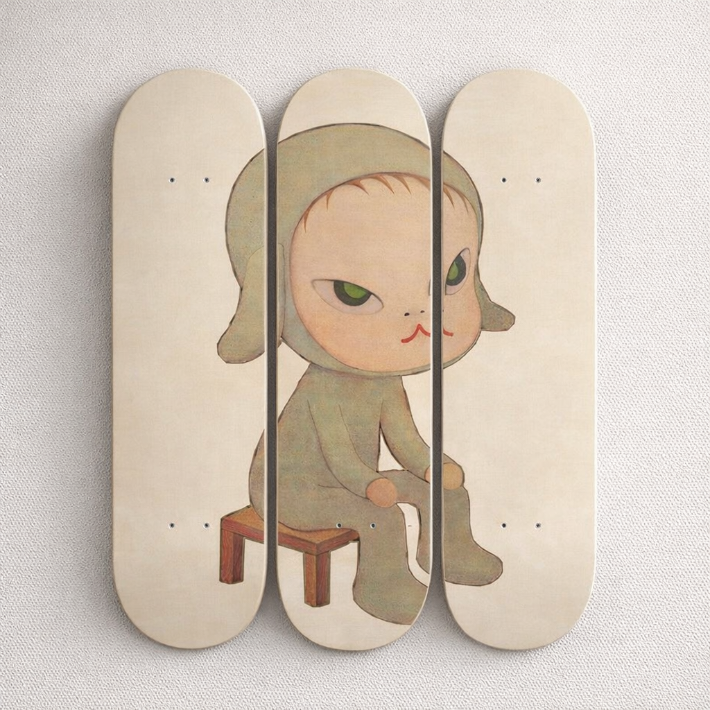 Nara Inspired 3-Piece Skateboard Wall Art – Modern Pop Art Deck Set