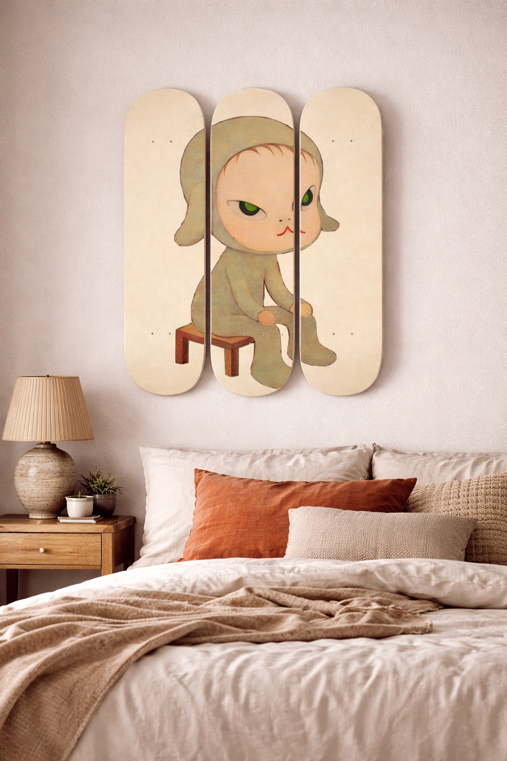 Nara Inspired 3-Piece Skateboard Wall Art – Modern Pop Art Deck Set