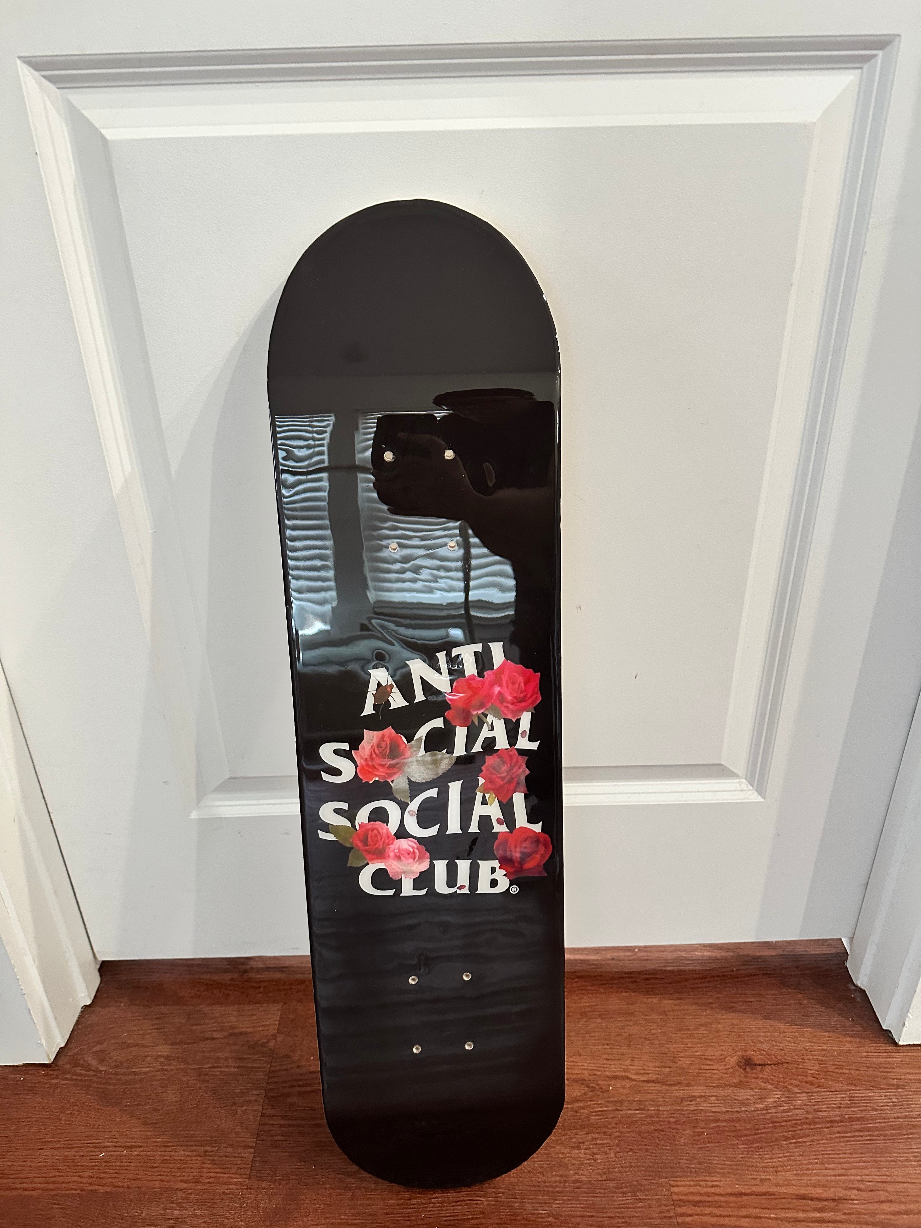 Anti Social Club Inspired Skateboard Wall Art – Rose Graphic Deck Decor