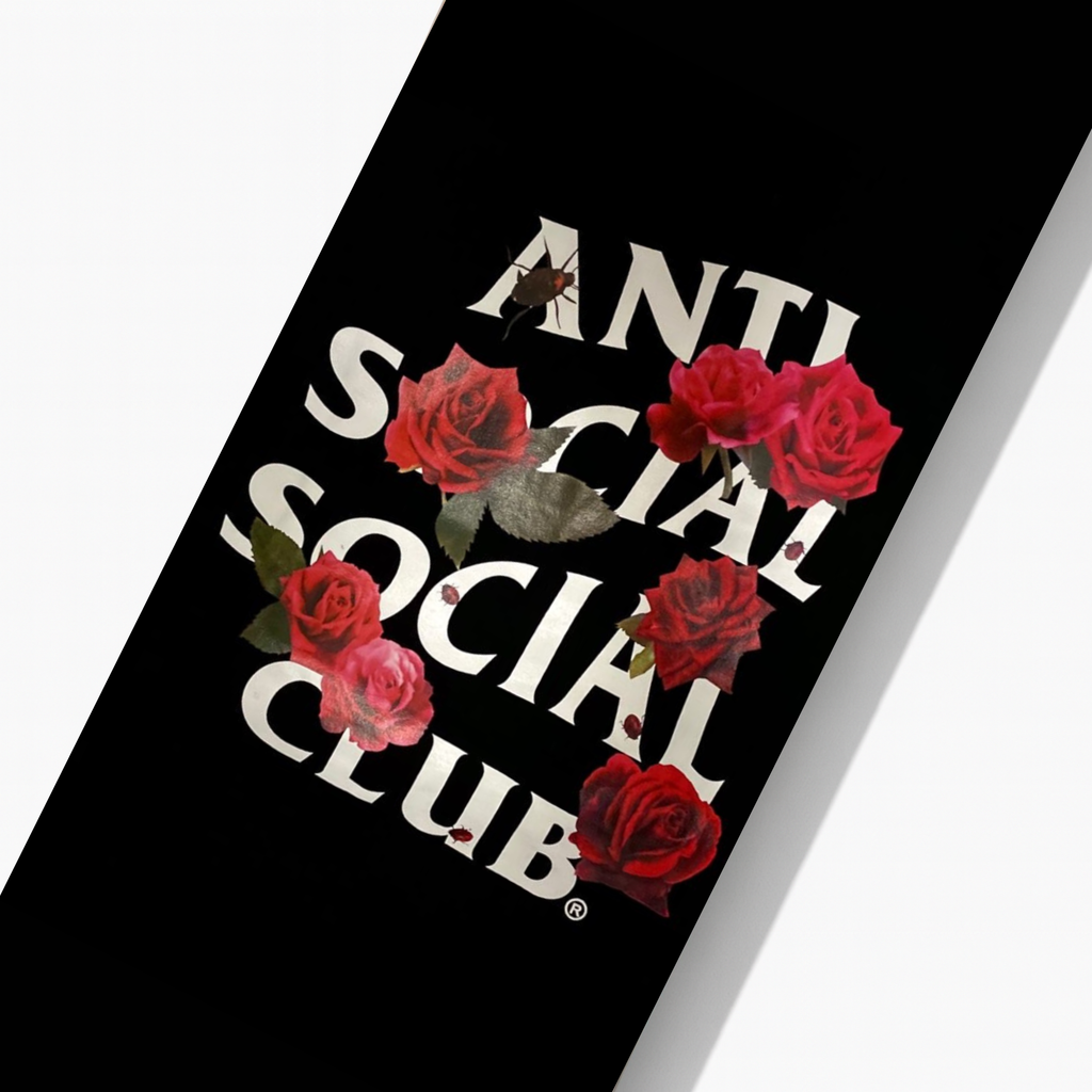 Anti Social Club Inspired Skateboard Wall Art – Rose Graphic Deck Decor